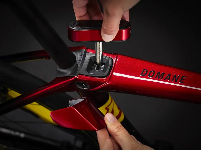 Trek Domane SLR 9 eTap Road Bike in Metallic Red Smoke/Blue Smoke Fade-2